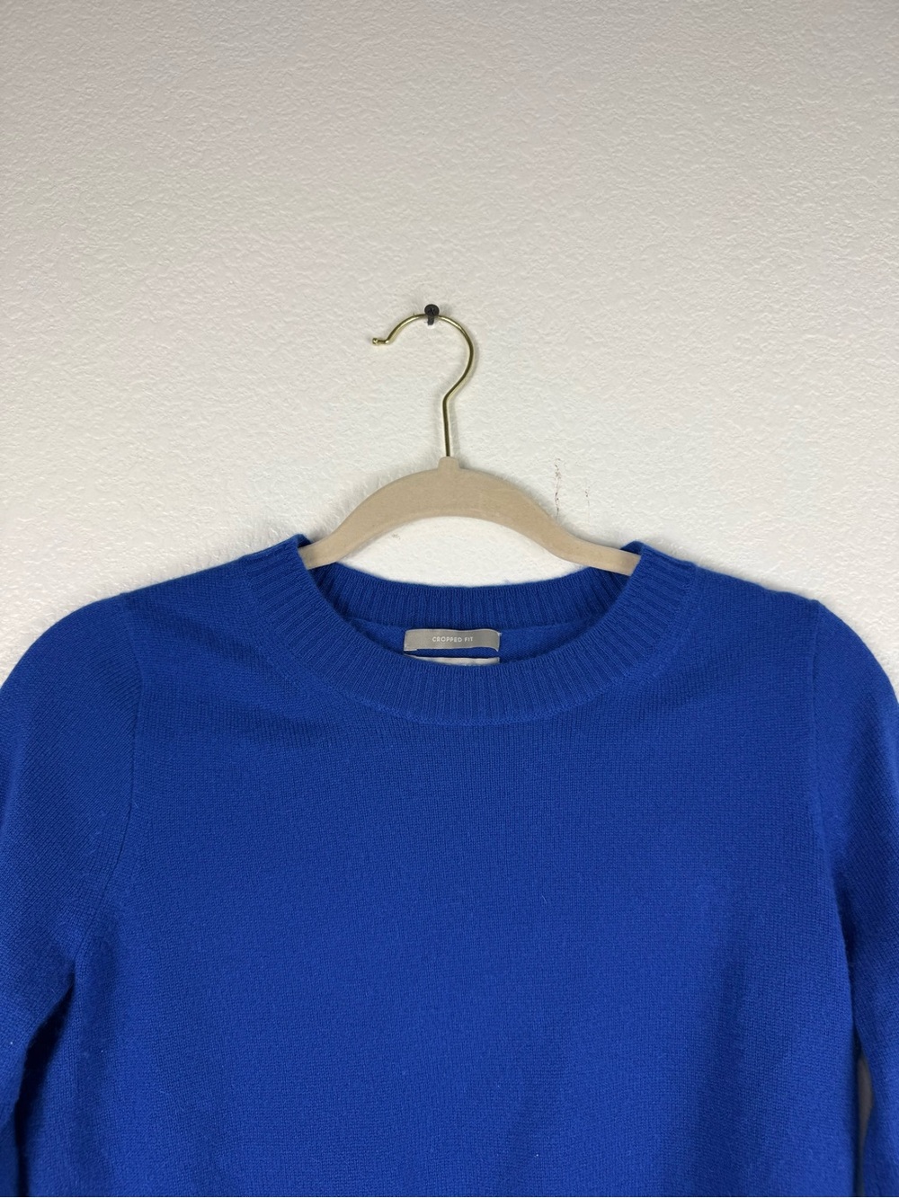 J. Crew Royal Blue Crewneck cashmere cropped fit sweater size S - Picture 5 of 8